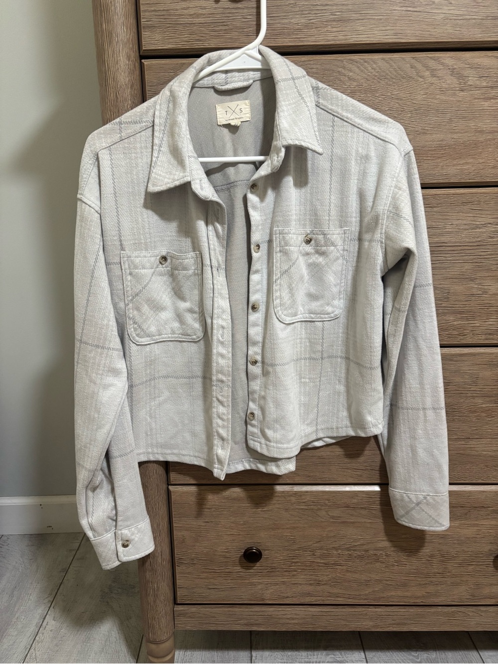 Thread & Supply Light Cream Shirt Jacket with Subtle Texture